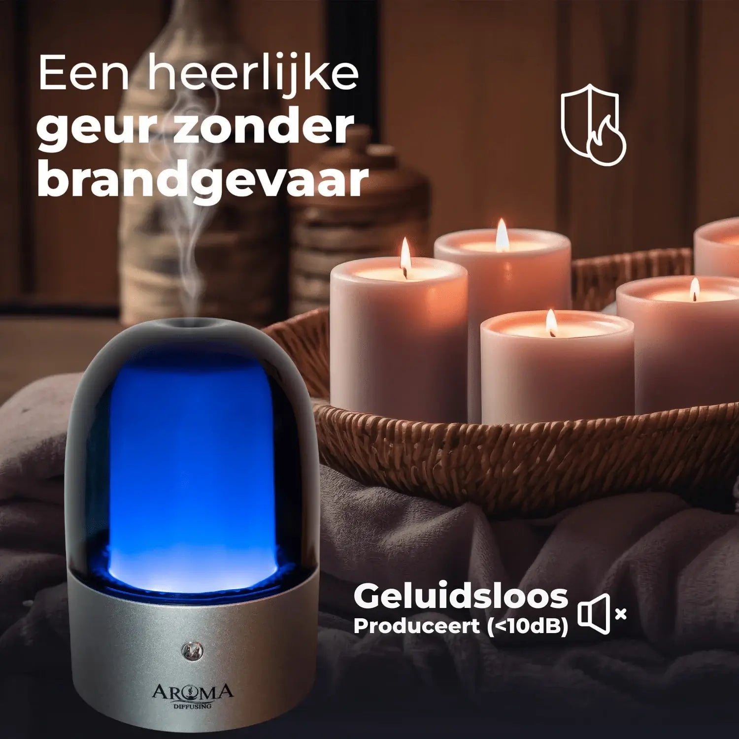 Aromadiffusing Aroma Diffuser Geen Warmte Vuur Geurkaars Alternatief - Geurmachine Mood (tot 60m²) - AromaDiffusing