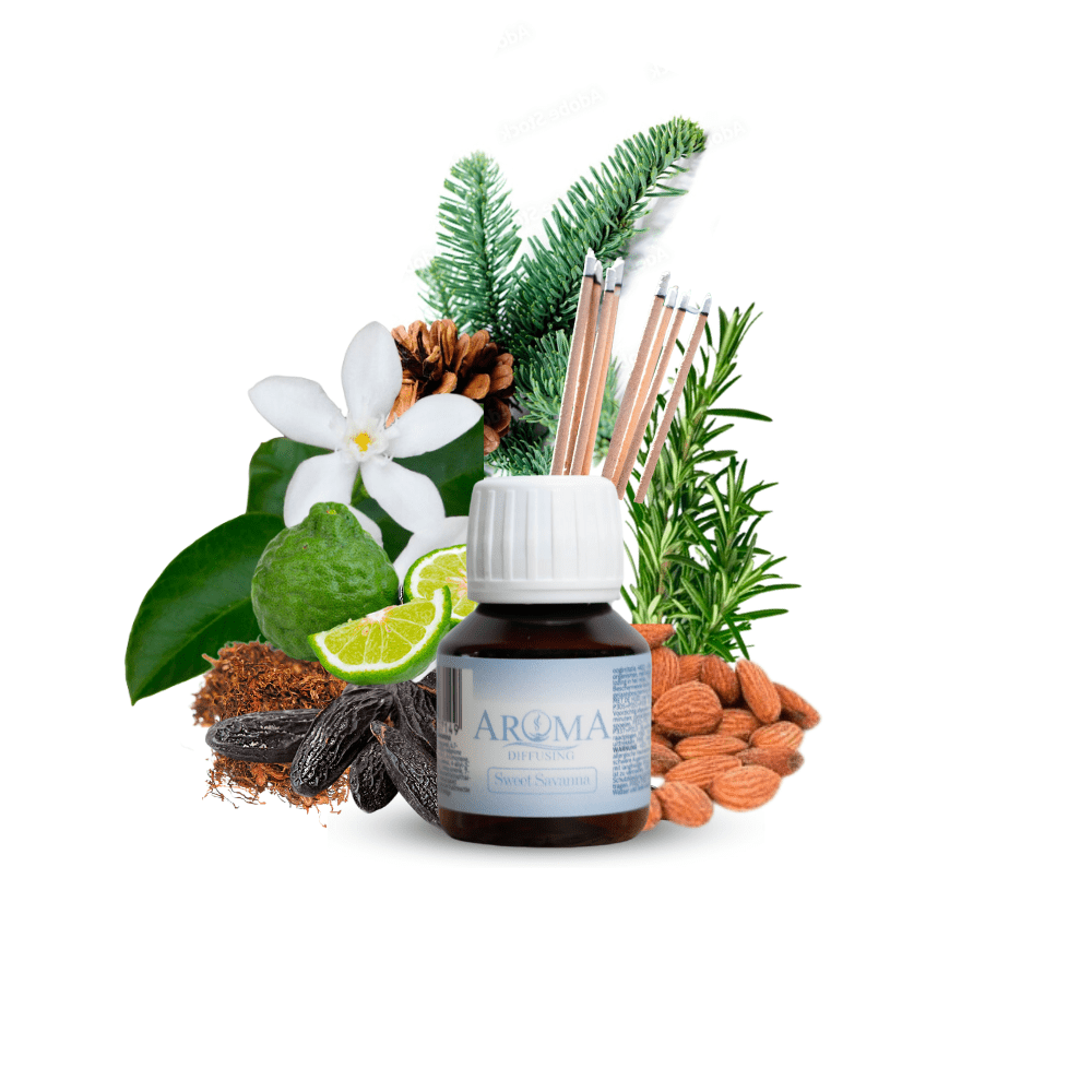 AromaDiffusing Geurolien Inhoud 50 ML Geuren Olie Verschillende Geuren Sweet Savanna - Mix en Test Set Geurolie - 3x 50ml + Reiniger (Gratis) - AromaDiffusing