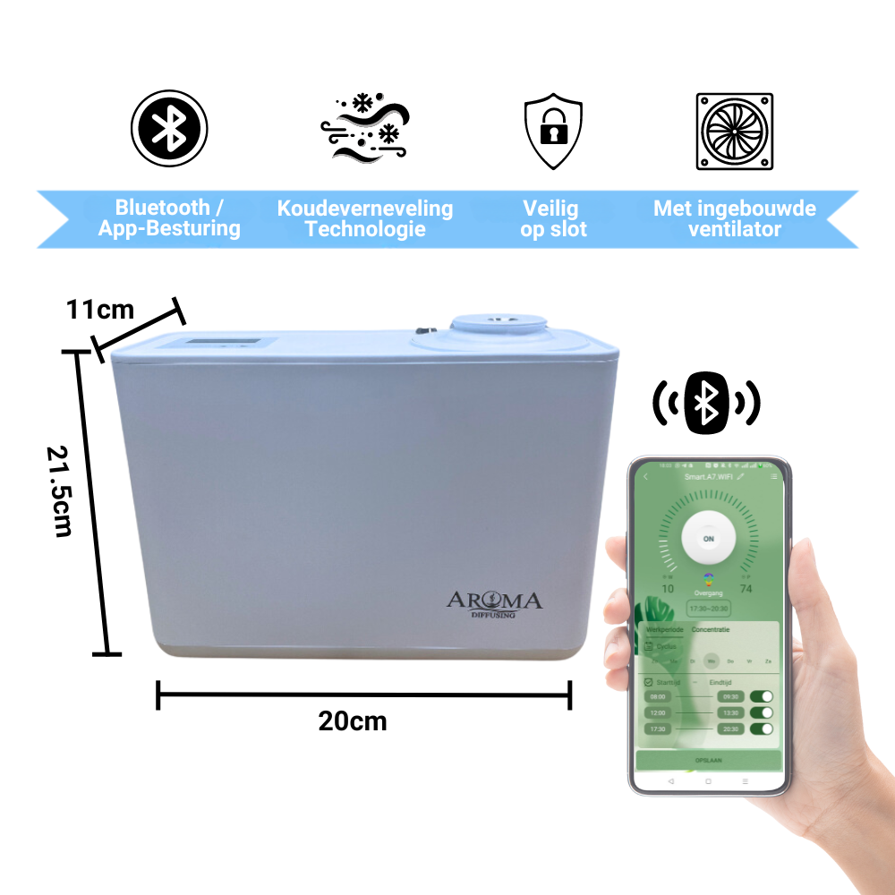 Aroma Diffusing Geurmachine Smart 200m2 Stand Alone Wifi App Besturing Interieur