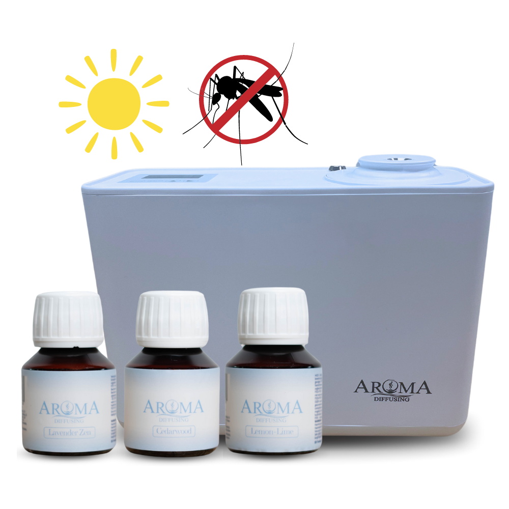 AromaDiffusing Aroma Diffuser aanbieding anti insect bundel geurolie set smart wit nieuw